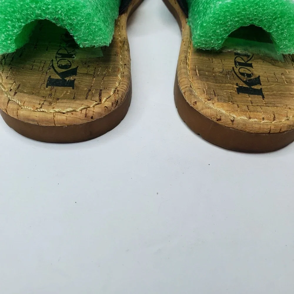 Korks Open Toe Double‎ Strap Slide Sandals Black Womens Size 6M Fast Shipping